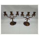 Pair of 3-Light Brass Candelabra