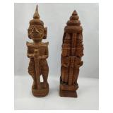 Pair Carved Wood SE Asian Figures