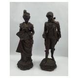 Pair Spelter Courtly Figures, 18th C