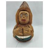 Carved Coconut Husk Monkey Figurine