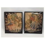 Pair Reverse Painted Glass Pictures