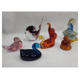 Set 7 Art Glass Animal Figures w/ Seal