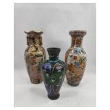 Set 3 Asian Vases, Cloisonne & Porc