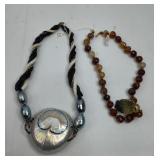 Pair 14K Gold, Pearl & Stone Necklaces