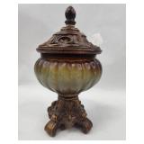 Neoclassical Footed Crackle Glass Urn