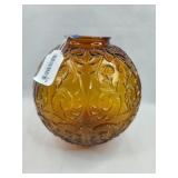 Amber Glass Scroll Rose Bowl