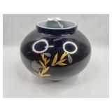 Japanese Porc. Vase w/ Bamboo & Lily