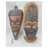 Pair African Style Carved Wood Masks