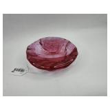 MCM Cranberry Textured Glass Bowl