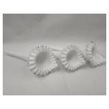 Trio Milk Glass Epergne Horns w/ Str