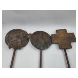 3 American Cast Bronze Grave Markers