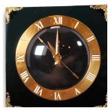RARE 'Lido' 4F75 Mirrored Glass Black Gold Clock