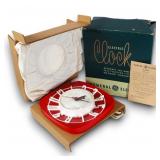 NOS 'Topper' 2H44 GE Red White Kitchen Wall Clock
