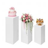 3PCS White Square Display Pedestal Stands, Metal C