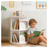 HAPPCUCOE 2 Tier Rotating Bookshelf Tower, Revolvi