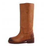 Brown Knee High Boots size 10 Women Roud Toe Chunk