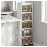 5-Tier Stackable Storage Cabinet with Wheels, ABS