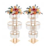 2pcs Round Crystal Flower Stand, 5-tier Crystal Go
