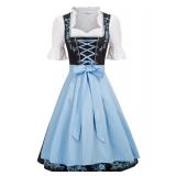 L -  Women German Dirndl Dress Costumes 3 Piec
