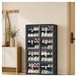 Jwesimple Foldable Shoe Cabinet with Magnetic Clea