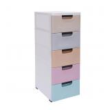 Kids 5-Drawer Plastic Storage Cabinet with Wheels,