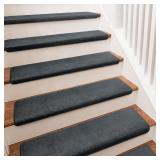Bullnose Carpet Stair Treads Ultra Plush Dark Gray