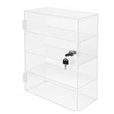 Acrylic Display Case with Lock Key, 4-Tier Locking