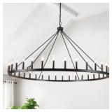 SJCCDSGS Black Extra Large Wagon Wheel Chandelier,