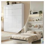 Queen Size Wall Murphy Bed with Storage&Gas-Lift,
