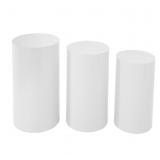 SRTYGHW 3PCS White Cylinder Pedestal Stands, Iron