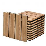 12 PCS Non-Slip Interlocking Wood Deck Tiles 12' x