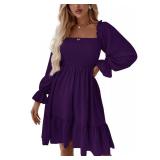 LYANER Women's Shirred Party Mini Dress Solid Dark