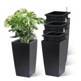 GarveeTech Self Watering Tall Planters Set of 4, 1