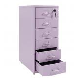 Mobile File Cabinet with Lock, 6 Drawer Metal Roll
