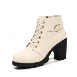 Size 4.5 Women's Ankle Boots Chunky Heel Lace Up