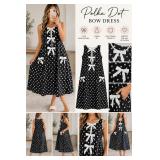 XL - Polka Dot Dress for Women Crew Neck Slee