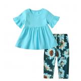 2-3T Baby Girl Toddler Outfit Ruffle Short Sleeve
