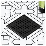Neodrain 4 Inch Matte Black Square Shower Drain, F