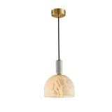 N&I Modern Chandelier Alabaster Polished Bronze Mo