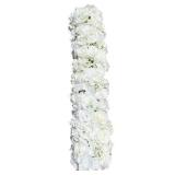 100cm Artificial Rose Flower Row, White Silk Flora