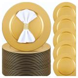 Zhehao 100 Pcs Gold Charger Plates 13 Inch Round P