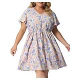 4X - Women's Plus Size Dresses Floral Waist