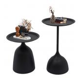 LINISHOP Side Tables Nesting Tables Set of 2 Round