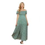 FUNJULY Dress Women's Smocked Square Nec