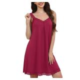 L - Chemise Nightgowns for Women Lace Sleevele