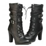 Size 9.5 Caradise Womens Lace Up Mid Calf Goth