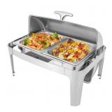9.5QT Roll Top Chafing Dish Buffet Set with 2 Pans