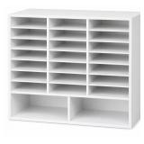 24-Compartment Wooden Literature & Mail Organizer