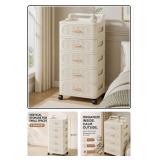 Rolling Storage Cart W/ 5 Drawers Plastic Cabinet