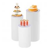 3PCS Tall White Round Cylinder Pedestal Stands Dis